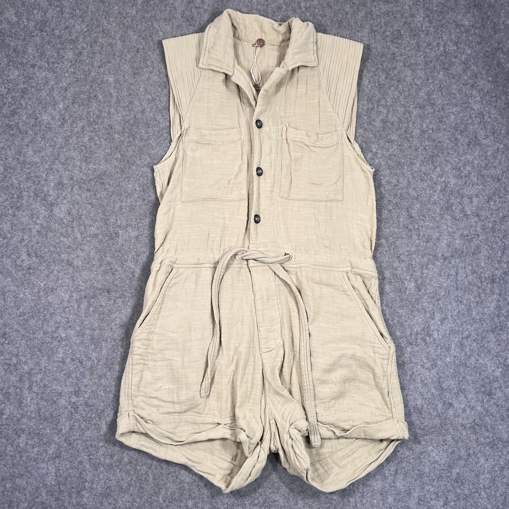 Free People FP One Kalahari Khaki Sleeveless Coverall Romper Women's Size Small